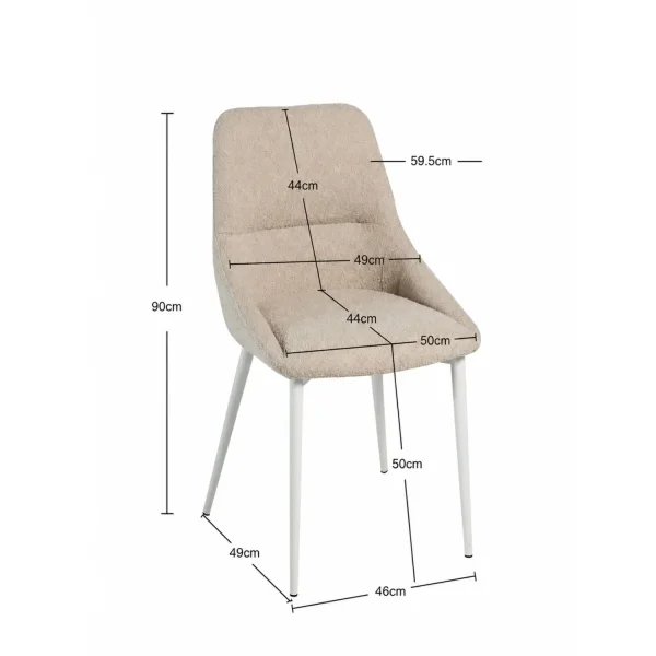 CHAISE DE SALLE À MANGER ADNEY REMBOURRÉE COULEUR SABLE À 4 PIEDS BEIGE