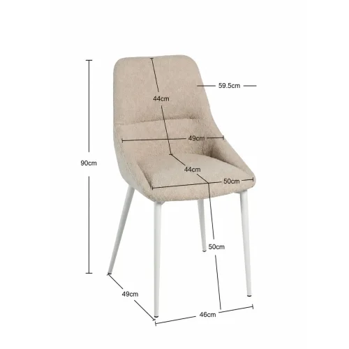 CHAISE DE SALLE À MANGER ADNEY REMBOURRÉE COULEUR SABLE À 4 PIEDS BEIGE