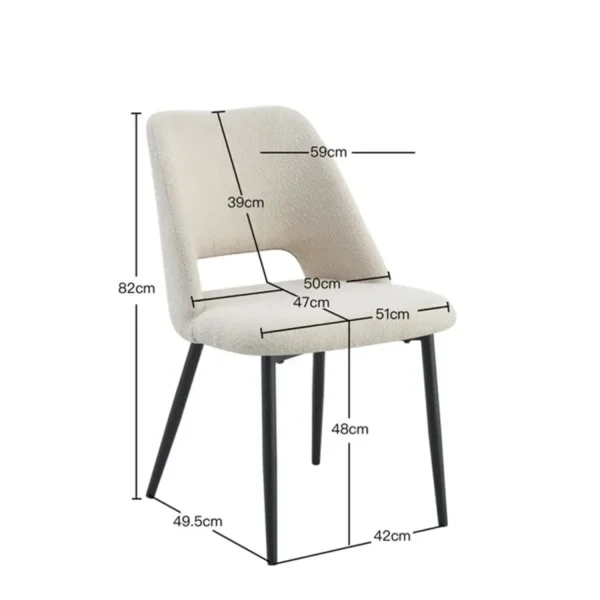 CHAISE REMBOURRÉE COULEUR SABLE À 4 PIEDS EFFET BOIS DE HÊTRE EBONY