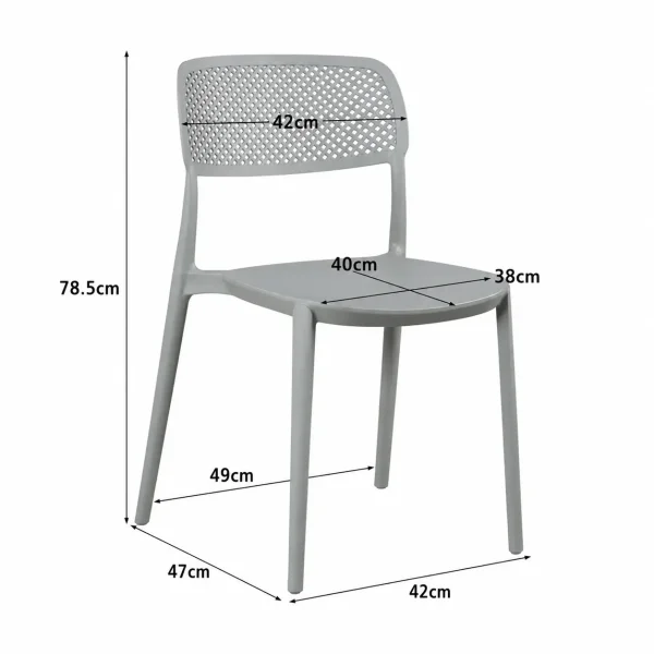 CHAISE EN POLYPROPYLÈNE GRISE ANTI-UV POUR EXTÉRIEUR NÁPOLI