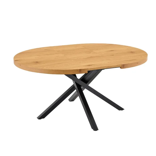 TABLE RONDE EXTENSIBLE EN BOIS AVEC PIEDS NOIRS NORDEN