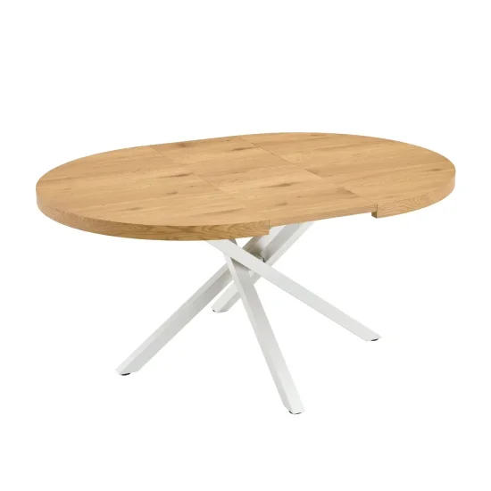 TABLE RONDE EXTENSIBLE EN BOIS AVEC PIEDS BLANCS NORDEN 2
