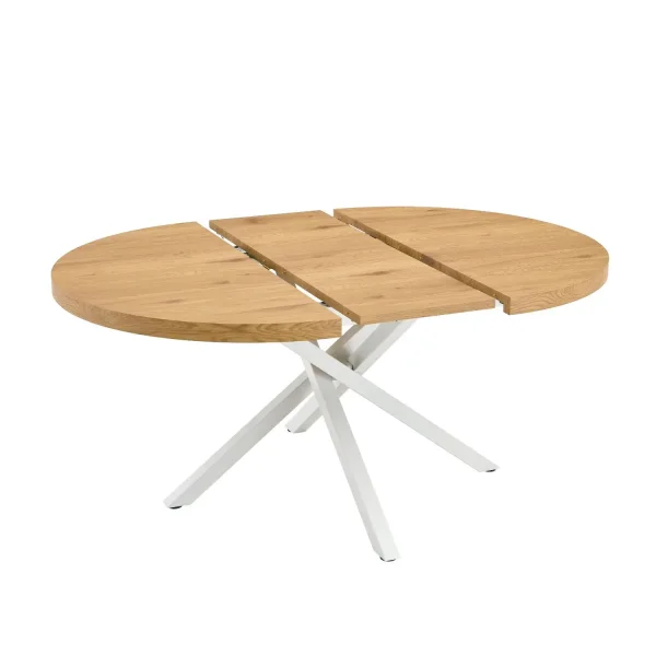 TABLE RONDE EXTENSIBLE EN BOIS AVEC PIEDS BLANCS NORDEN