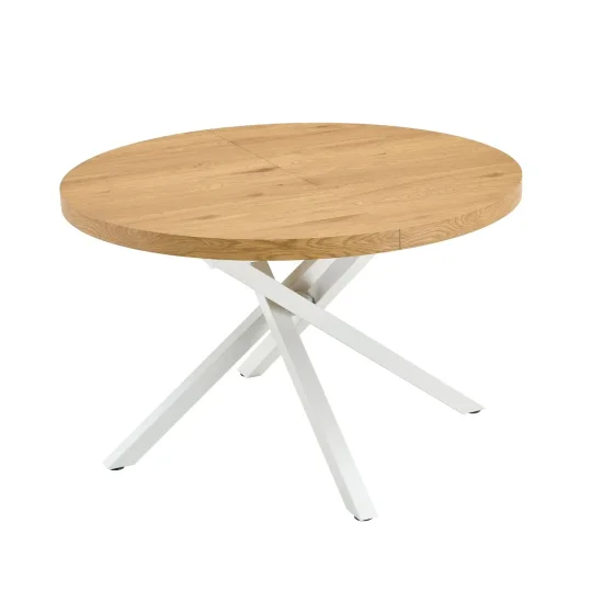 TABLE RONDE EXTENSIBLE EN BOIS AVEC PIEDS BLANCS NORDEN
