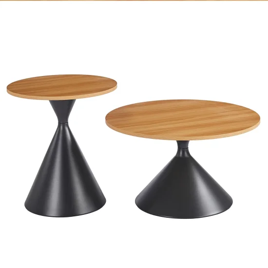 SET DE 2 TABLES D'APPOINT DUNA NATUREL/NOIR