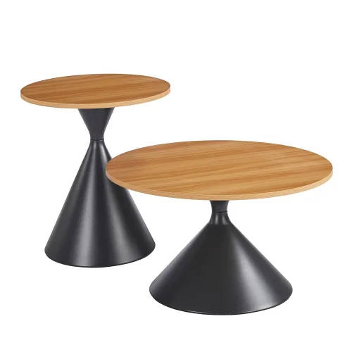SET DE 2 TABLES D'APPOINT DUNA NATUREL/NOIR