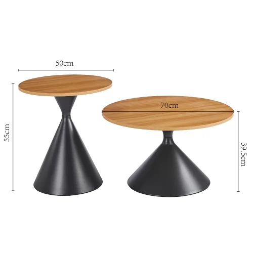 SET DE 2 TABLES D'APPOINT DUNA NATUREL/NOIR