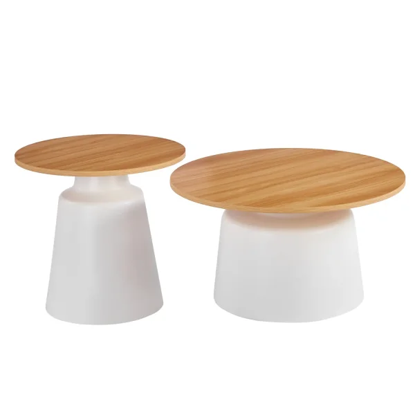 SET DE 2 TABLES D’APPOINT NORAE NATUREL/BLANC