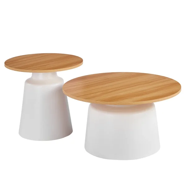 SET DE 2 TABLES D’APPOINT NORAE NATUREL/BLANC