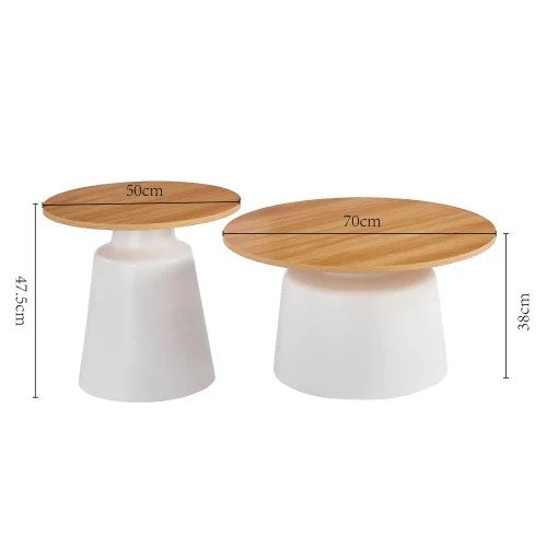 SET DE 2 TABLES D’APPOINT NORAE NATUREL/BLANC