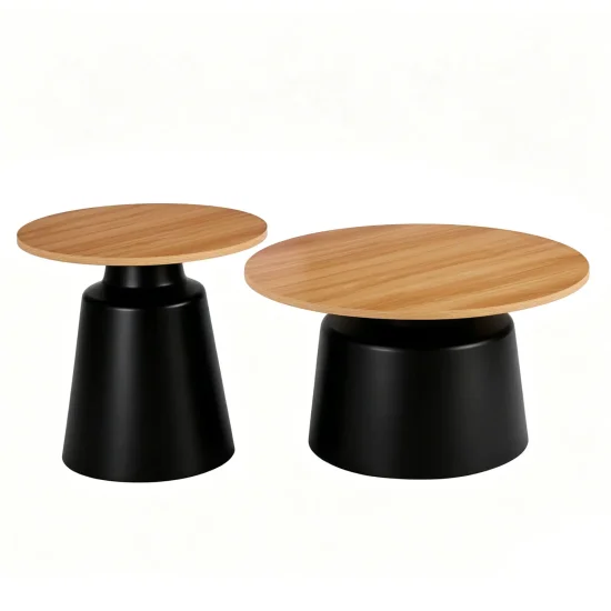SET DE 2 TABLES D’APPOINT NORAE NATUREL/NOIR