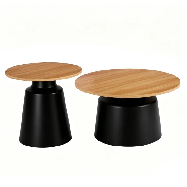 SET DE 2 TABLES D’APPOINT NORAE NATUREL/NOIR