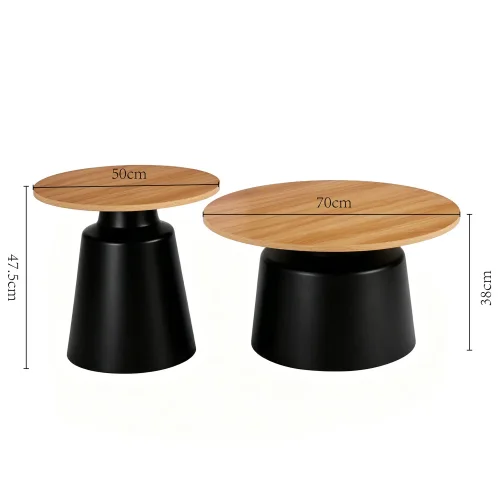 SET DE 2 TABLES D’APPOINT NORAE NATUREL/NOIR