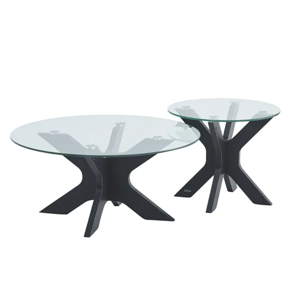 SET 2 TABLES D’APPOINT RONDES HARU EN VERRE