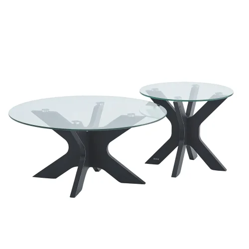 SET 2 TABLES D’APPOINT RONDES HARU EN VERRE