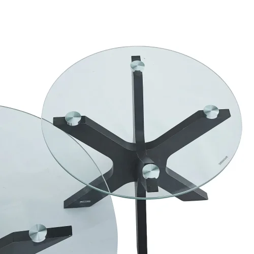 SET 2 TABLES D’APPOINT RONDES HARU EN VERRE