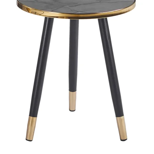 SET 3 TABLES D'APPOINT TOWA NOIR/OR