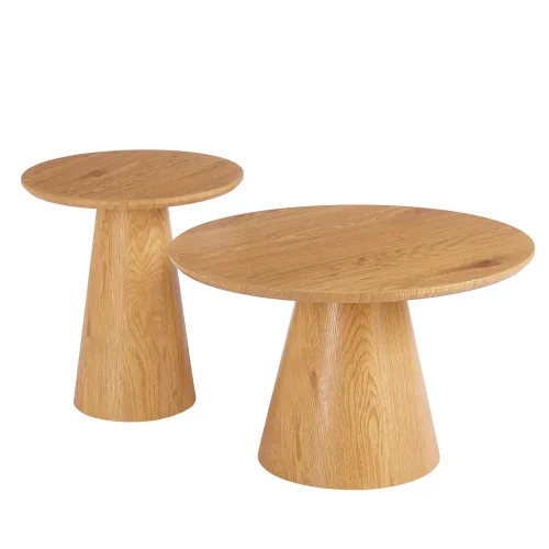 SET DE 2 TABLES D'APPOINT RONDES EN BOIS KANADE