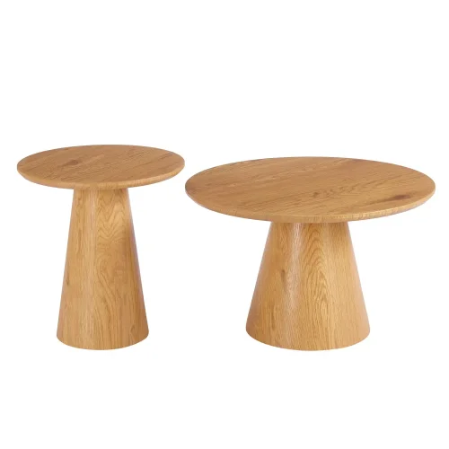 SET DE 2 TABLES D'APPOINT RONDES EN BOIS KANADE
