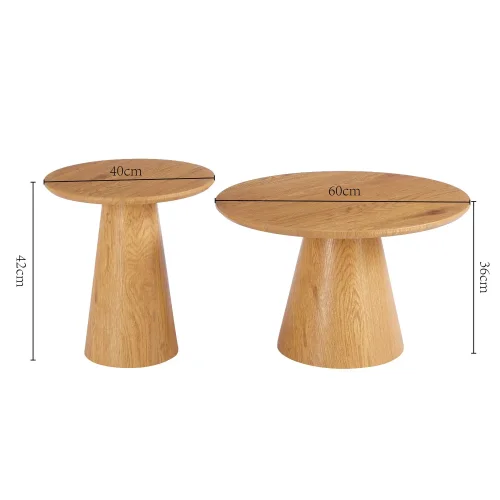 SET DE 2 TABLES D'APPOINT RONDES EN BOIS KANADE