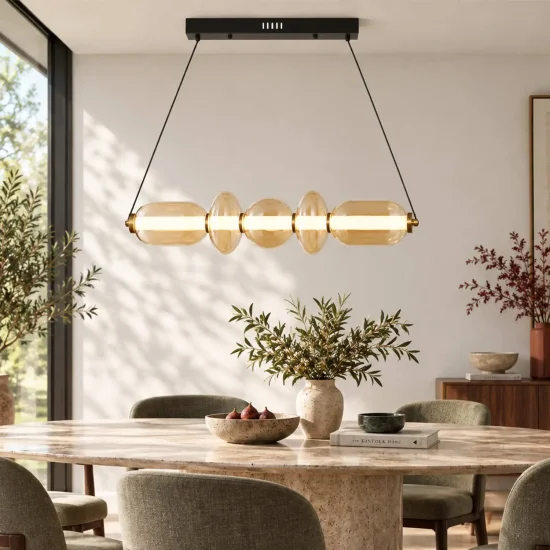 LAMPE DE PLAFOND LED 28W CCT VERRE AMBRÉ SOLENE
