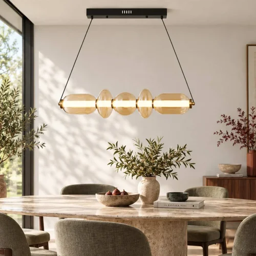 LAMPE DE PLAFOND LED 28W CCT VERRE AMBRÉ SOLENE