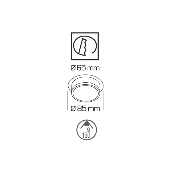 SPOT ENCASTRABLE SALLE DE BAIN LUMIÈRE FRONTALE ET LATÉRALE NOIR GU10