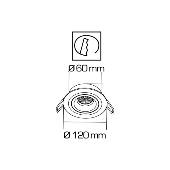 SPOT ENCASTRABLE Ø12CM RAFIA/NOIR GU10 2