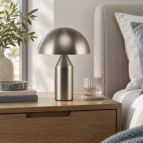 LAMPE DE TABLE 2 LUMIÈRES E27 NICKEL MAT ENOKI
