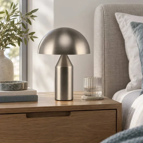 LAMPE DE TABLE 2 LUMIÈRES E27 NICKEL MAT ENOKI