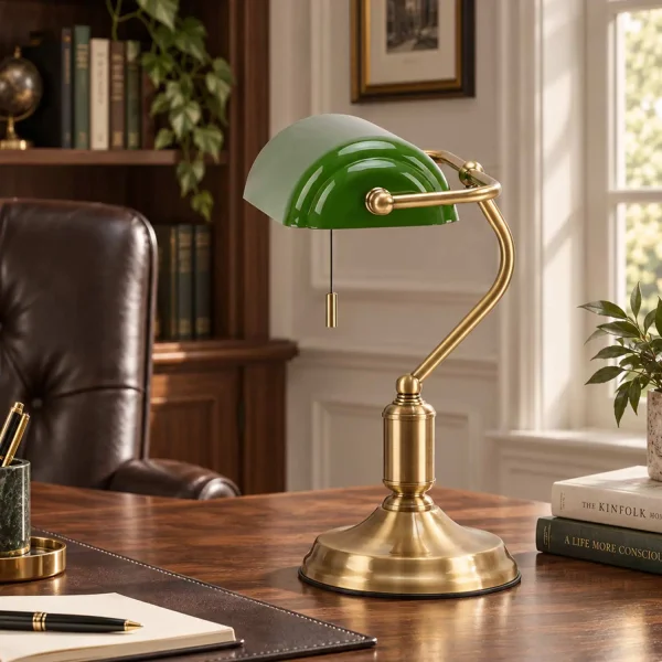 LAMPE DE BANQUIER E27 VERT BRILLANT