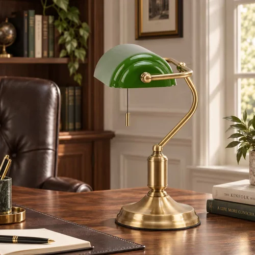 LAMPE DE BANQUIER E27 VERT BRILLANT