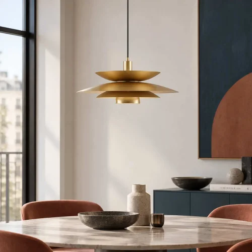 LAMPE DE PLAFOND 1 LUMIÈRE E27 DORÉE Ø48 CM ORNELLA