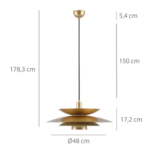 LAMPE DE PLAFOND 1 LUMIÈRE E27 DORÉE Ø48 CM ORNELLA
