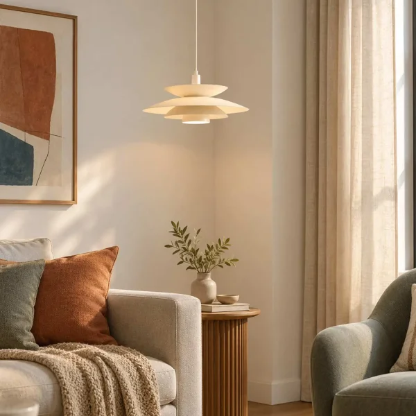 LAMPE DE PLAFOND 1 LUMIÈRE E27 BEIGE Ø38 CM ORNELLA