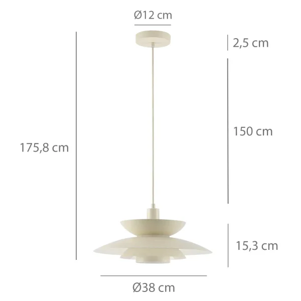 LAMPE DE PLAFOND 1 LUMIÈRE E27 BEIGE Ø38 CM ORNELLA