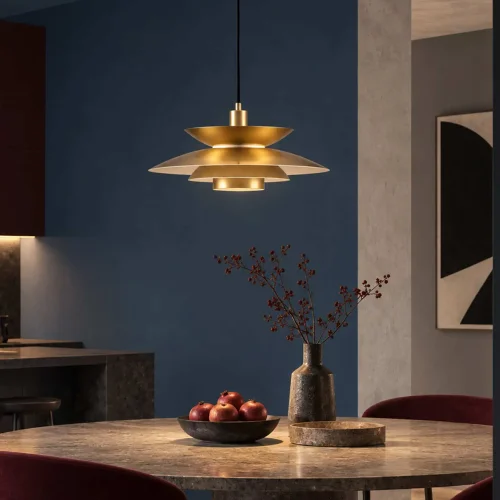 LAMPE DE PLAFOND 1 LUMIÈRE E27 DORÉE Ø38 CM ORNELLA