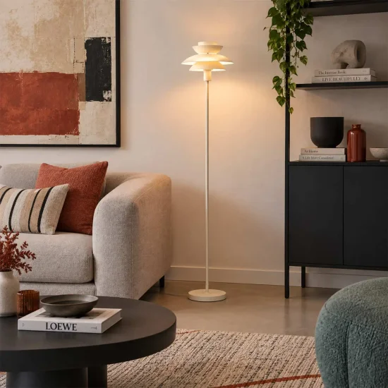 LAMPE SUR PIED 1 LUMIÈRE E27 BEIGE Ø30 CM ORNELLA