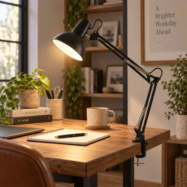 LAMPE MULTIFONCTION DE TABLE, MURALE ET À PINCE EN ACIER NOIR