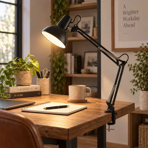 LAMPE MULTIFONCTION DE TABLE, MURALE ET À PINCE EN ACIER NOIR