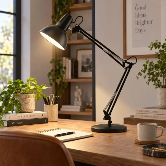 LAMPE MULTIFONCTION DE TABLE, MURALE ET À PINCE EN ACIER NOIR