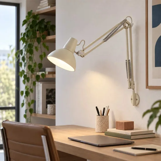 LAMPE MULTIFONCTION DE TABLE, MURALE ET À PINCE EN ACIER BLANC 2