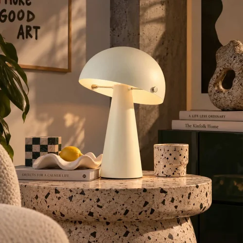 LAMPE DE TABLE EN ACIER PEINT BEIGE E27 CHANTERELLE