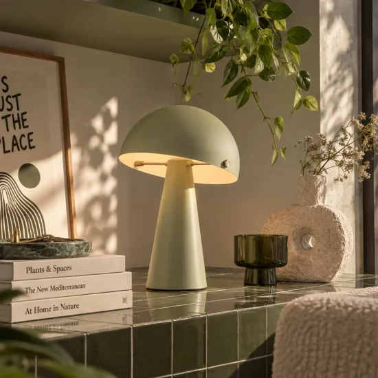 LÁMPARA DE MESA ACERO PINTADO VERDE MATE E27 CHANTERELLE