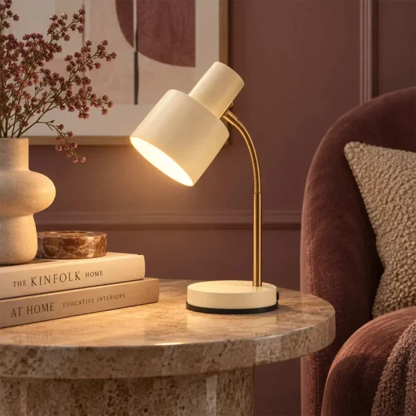 LAMPE DE TABLE E27 BEIGE ET DORÉE GEMMA