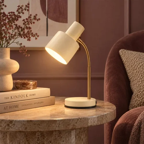 LAMPE DE TABLE E27 BEIGE ET DORÉE GEMMA