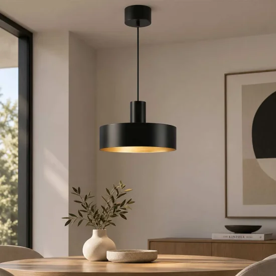 LAMPE DE PLAFOND E27 ACIER PEINT NOIR GEMMA
