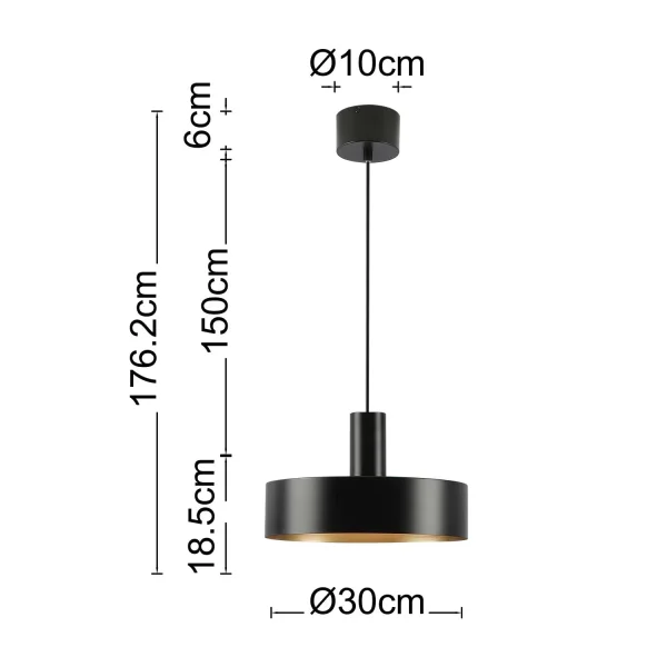 LAMPE DE PLAFOND E27 ACIER PEINT NOIR GEMMA