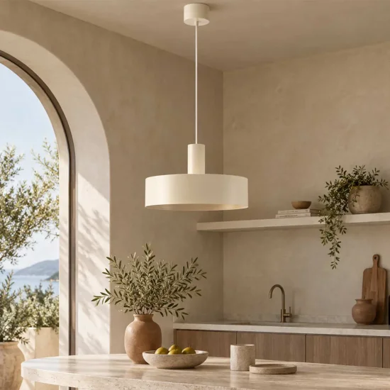 LAMPE DE PLAFOND E27 ACIER PEINT BEIGE GEMMA