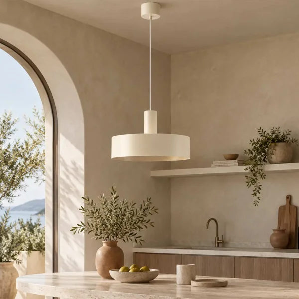 LAMPE DE PLAFOND E27 ACIER PEINT BEIGE GEMMA